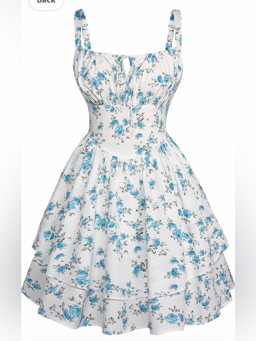 Blue Floral Sundress with Tie Bodice